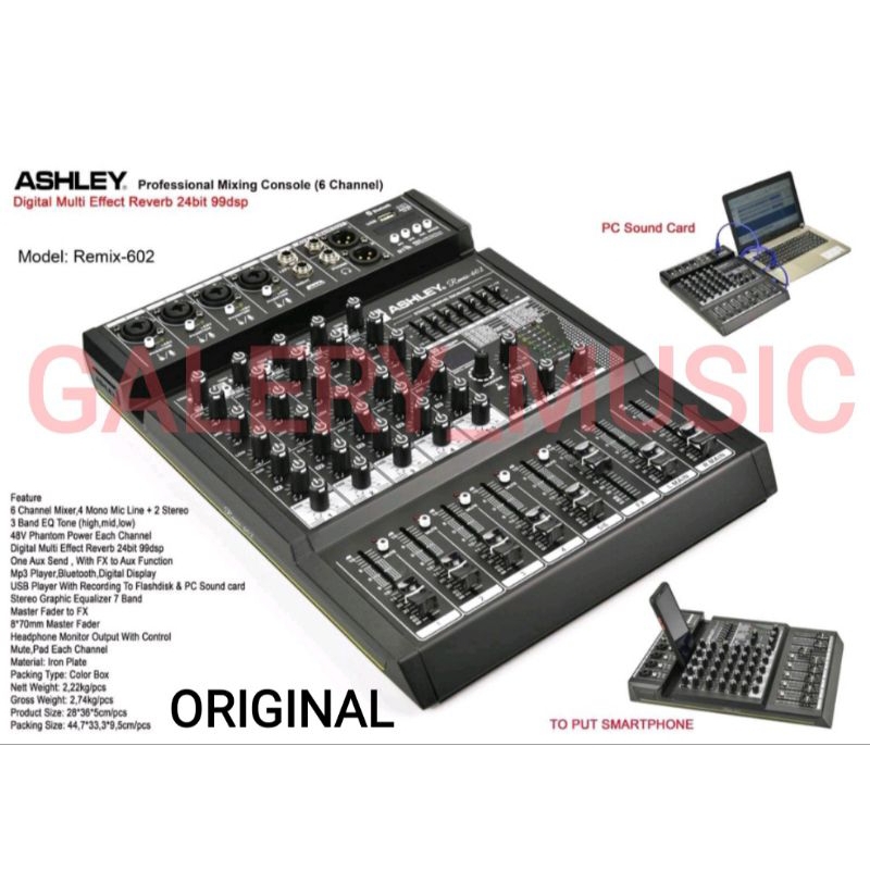 Mixer Ashley Remix 602 Original 6 Channel Bluetooth Usb 99dsp 24 bit Equalizer Model