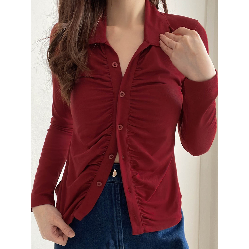 Kadaka T-0479 Scrunch Long Sleeves Top Korea