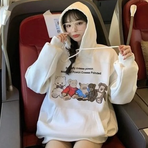 FAMILY BEAR HOODIE SWEATER WANITA ALLSIZE FIT TO L - SWEATER WANITA TERLARIS