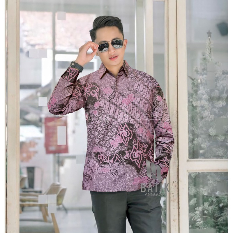 Kemeja Batik Mega Mendung Ungu Lilac Terbaru Lapif Furing