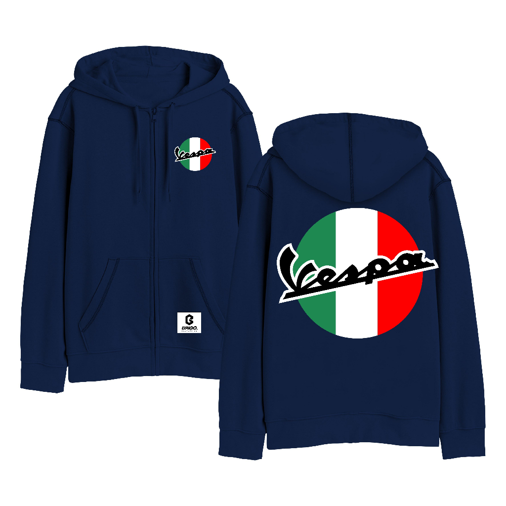 BRIGO X VESPS Sweater Hoodie Resleting Sablon DTF Fleece Cotton II BRIGO X VESPA ITALY Zipper Jumper Hoodie II M-XXL (Pria &amp; Wanita) Free stiker&amp;Gantungan Kunci