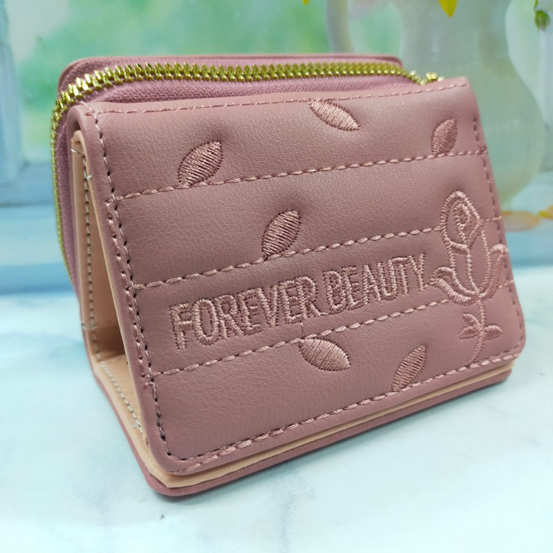 DOMPET KECIL LIPAT IMPORT RESLETING WANITA FOREVER LOVE KARTU SUSUN KOREA BANYAK KARTU