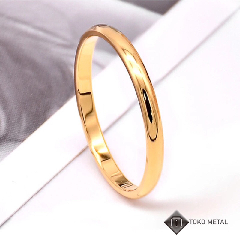 Cincin Titanium Polos / Cincin Nikah Warna Gold 3 mm [ Toko Metal ]