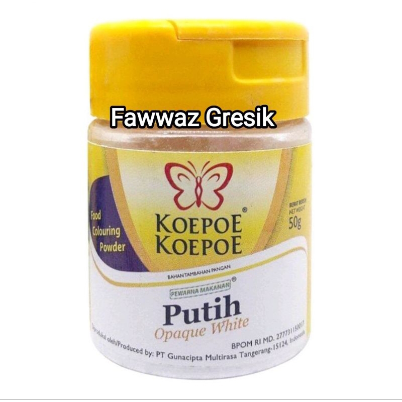 

Koepoe Pewarna Makanan Putih Bubuk / Opaque White Koepoe 50gr / Pemutih Makanan Opaque White Kupu 50 gr