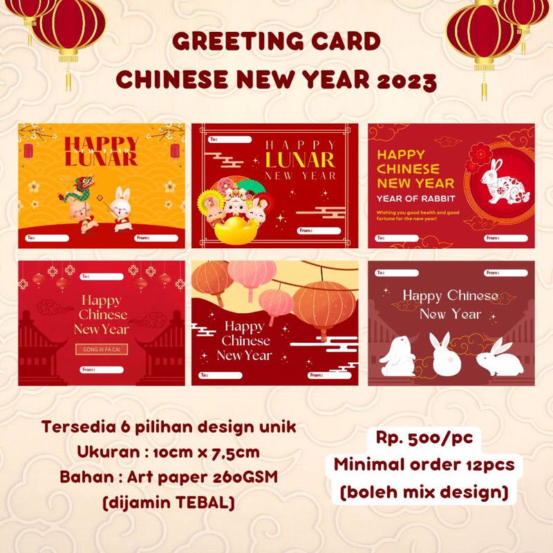 GREETING CARD IMLEK 2023 MURAH / KARTU UCAPAN IMLEK / CHINESE NEW YEAR CARD / PARCEL IMLEK / HAPPY C