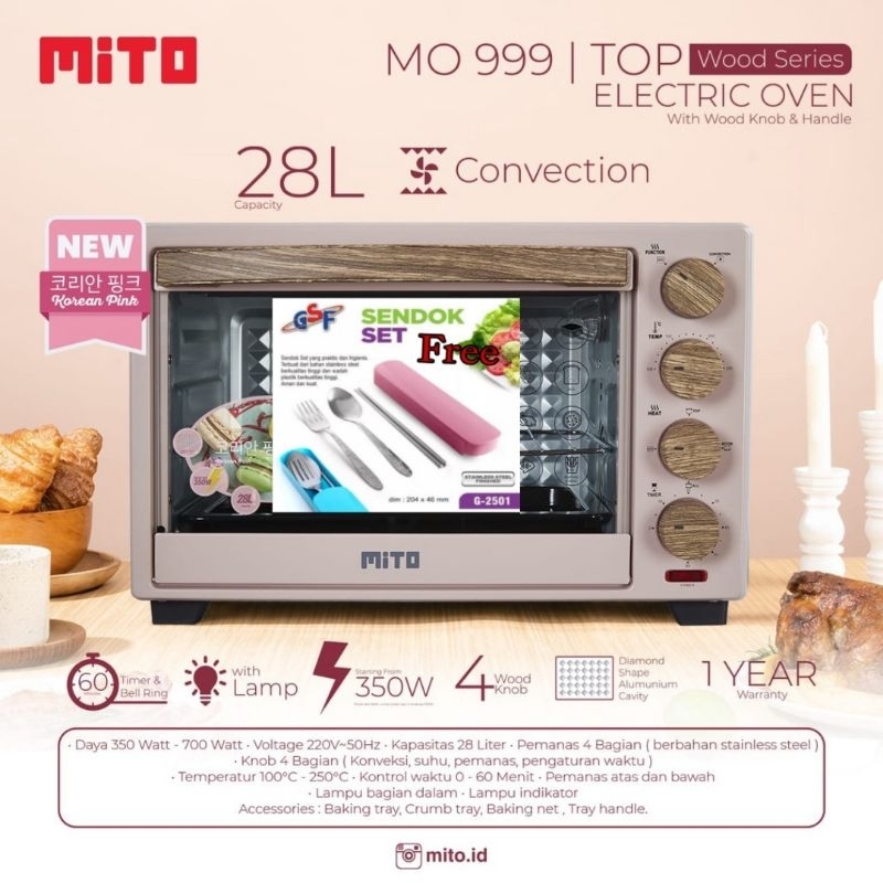 Mito MO-999 Oven Mito Listrik Mito Mo 999 TOP kapasitas 28L Low watt GARANSI RESMI MITO