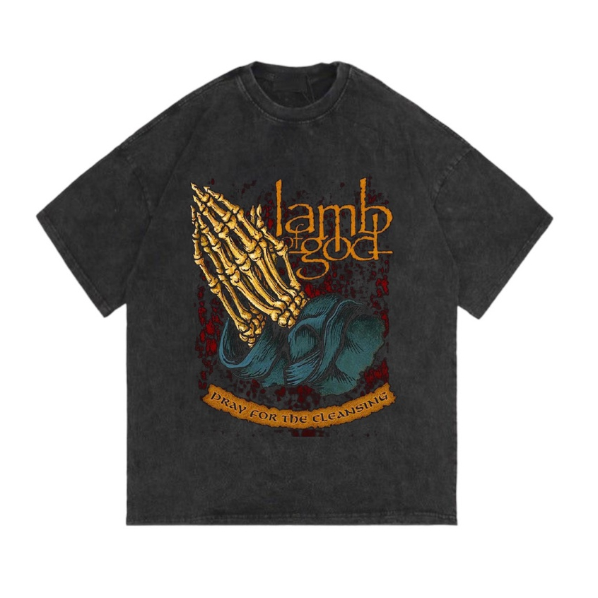 HAPI BASIC "LAMB OF GOD" T-Shirt | Regular T-shirt | Stone Wash Washing Washed  | Kaos Band Vintage 