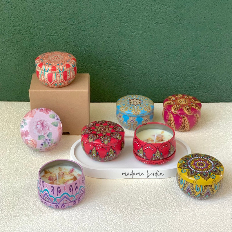 Scented Candle in jar | Bohemian Scented Candle | Lilin Aromaterapi Bohemian | Ethnic Scented Candle | Aromatherapy candle Lilin Natal Christmas Candle