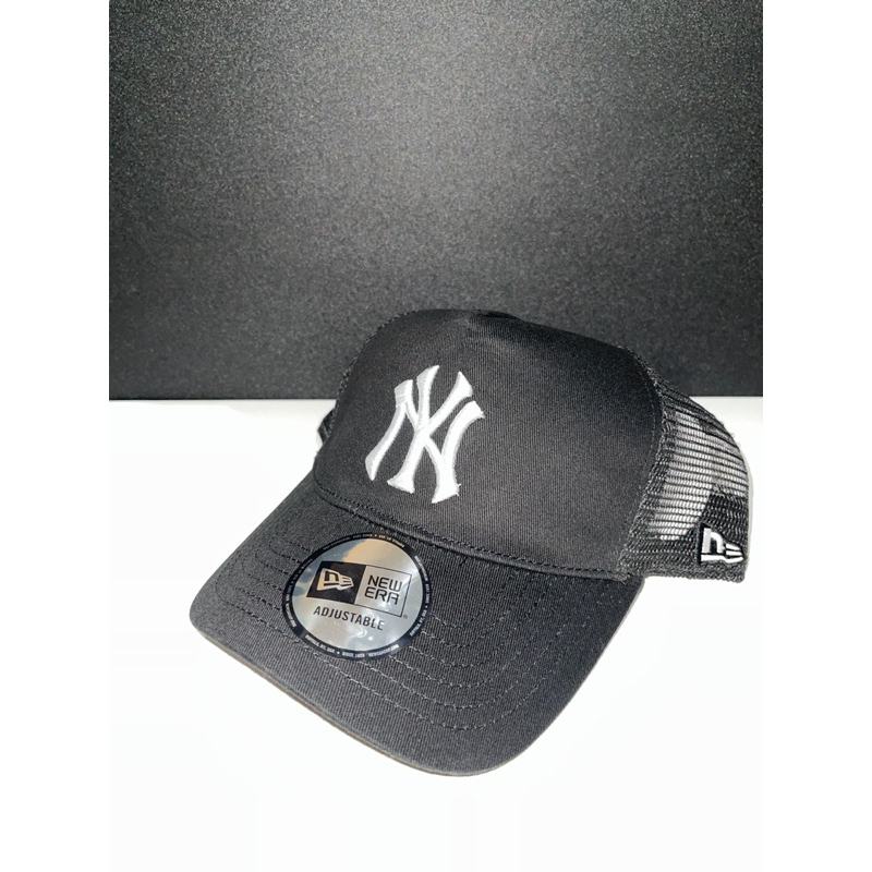 TOPI MLB NY HITAM LOGO PUTIH JARING