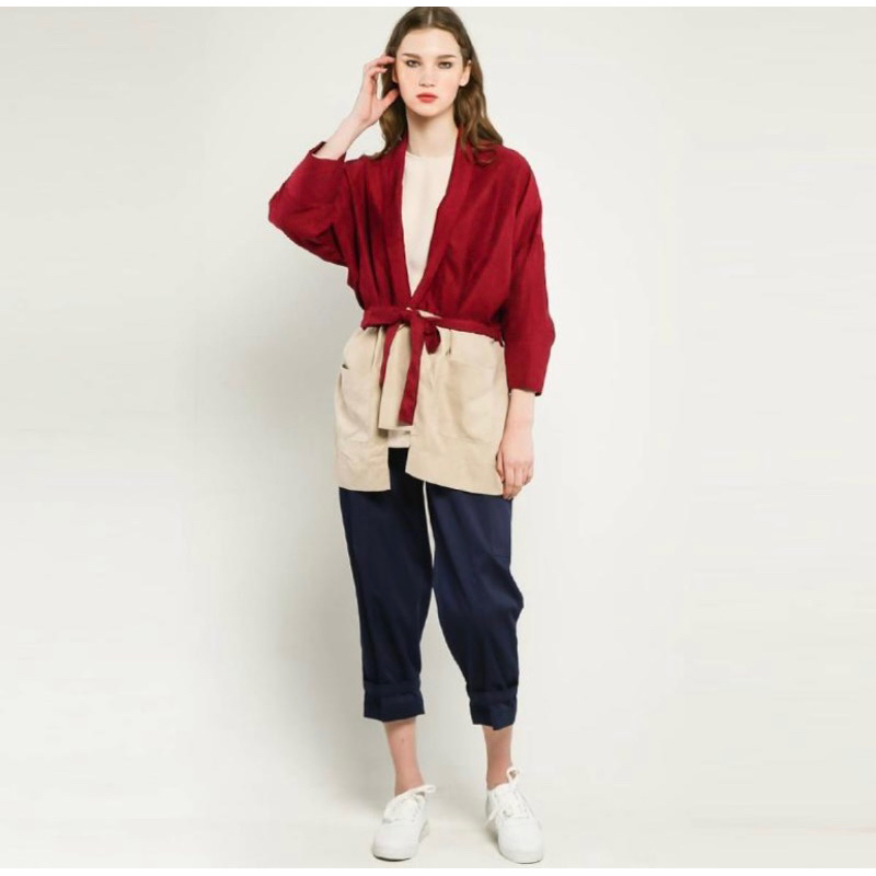 CottonInk Outer Kinasih - Maroon Cream size M NEW