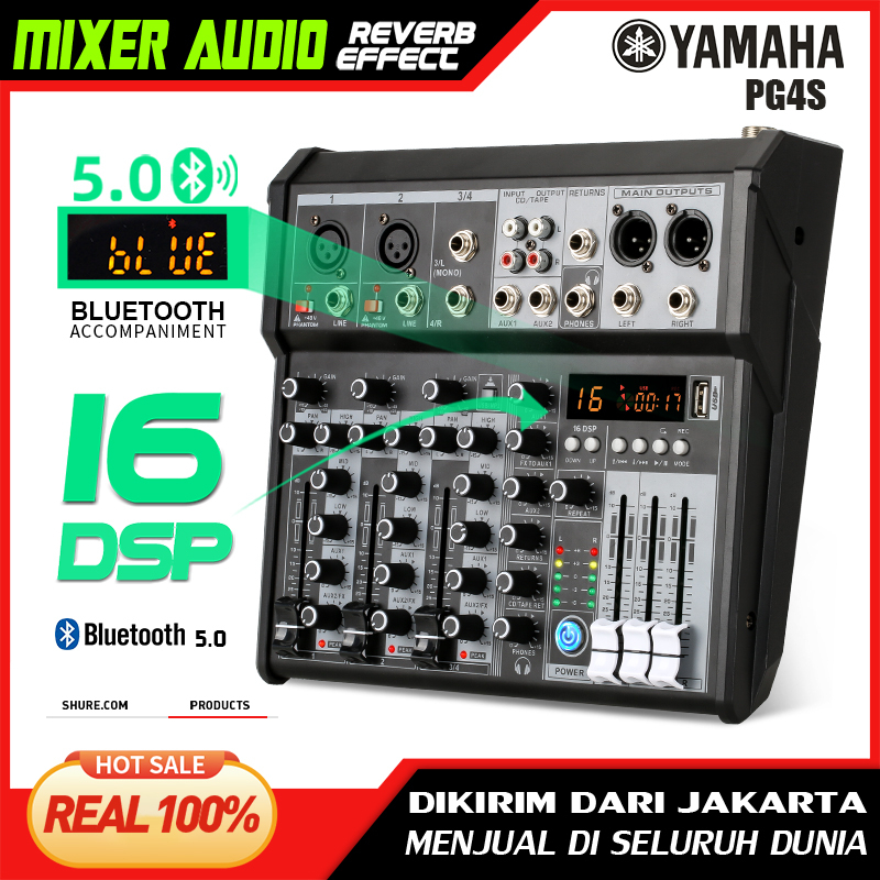 Mixer Audio Profesional YAMAHA PG4S 16DSP bawaan 4/6 saluran mendukung pemutaran Bluetooth/USB/MP3/PC Peralatan rekaman Koleksi instrumen keluarga bernyanyi dj menggunakan