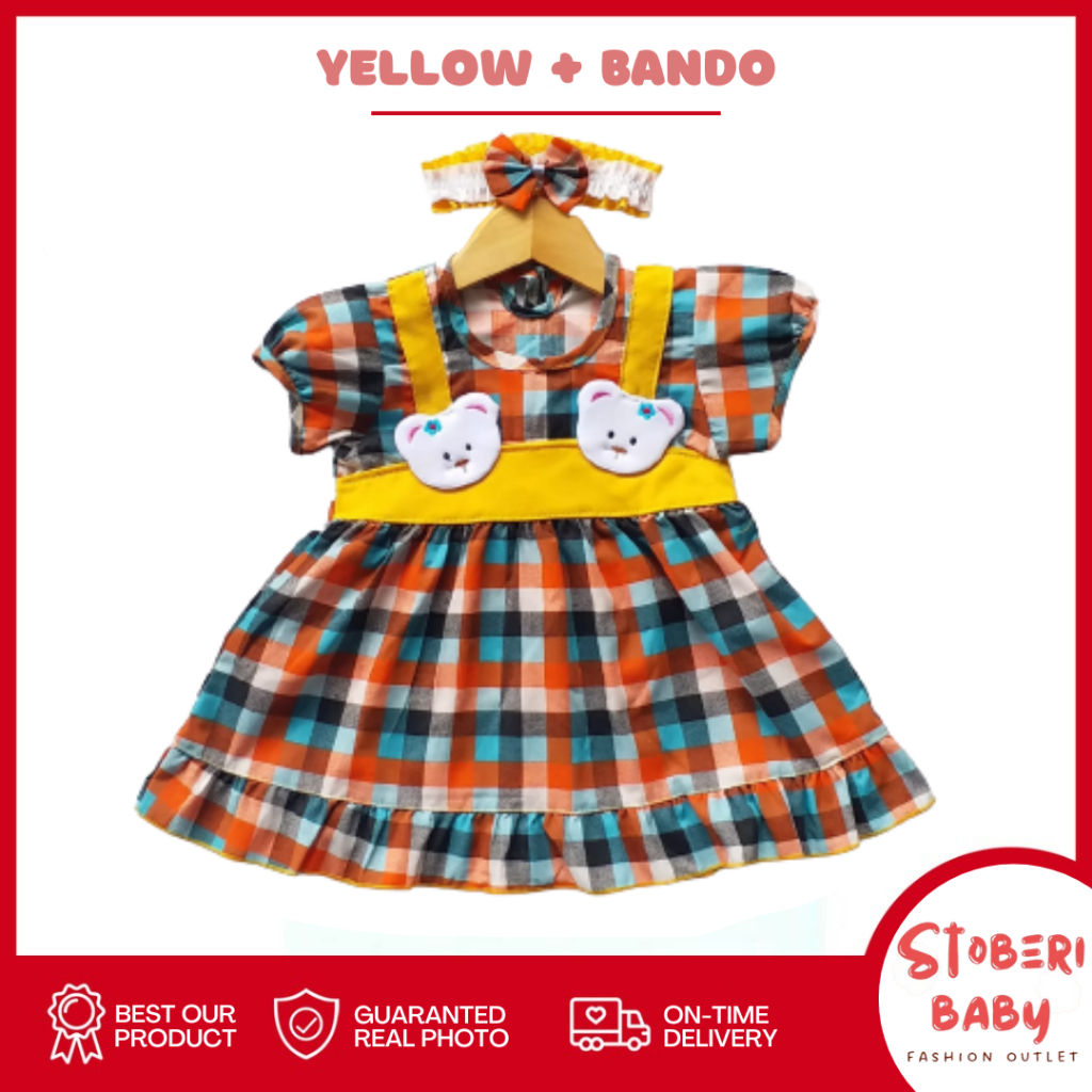 stoberi baby - (EXCLUSIVE ON STOBERI BABY) Dress Bayi Motif Animal Lucu Baju Bayi Perempuan / QIU2 SQUARE BEAR