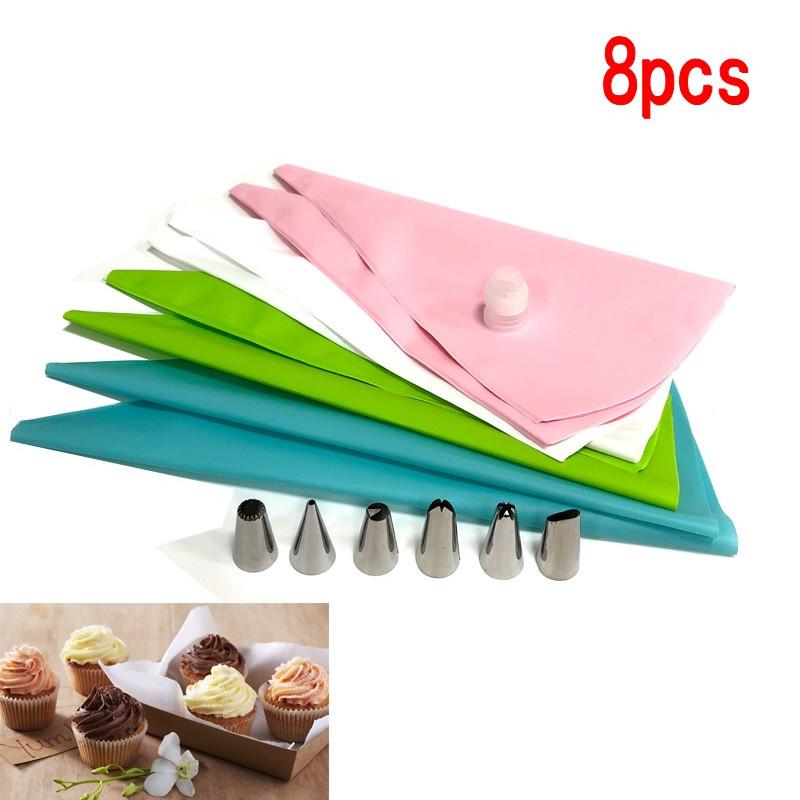 Mi.more Piping Bag Silikon Set 8 in 1 Cake Decorating Cookie/Alat Penghias Cake Dekorasi Kue Cake Decoration