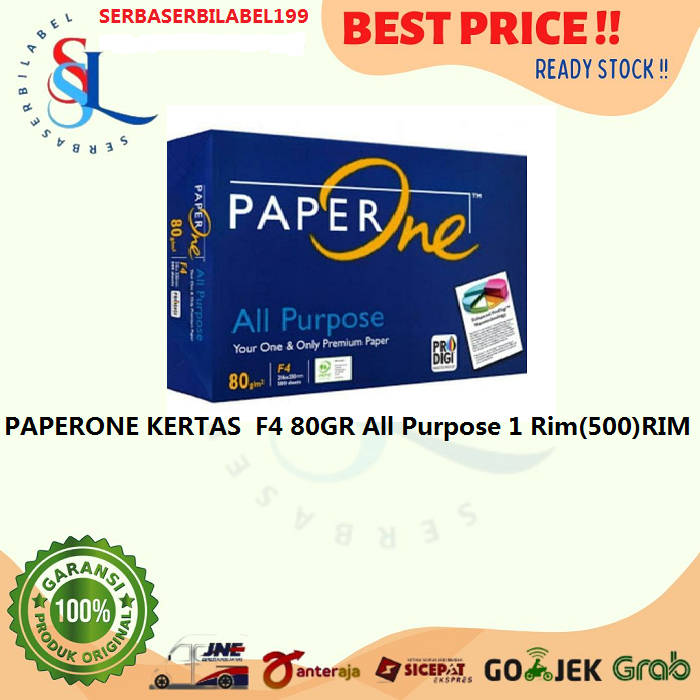 

PAPERONE KERTAS F4 80GR All Purpose 1 Rim (500 lembar) Kertas HVS
