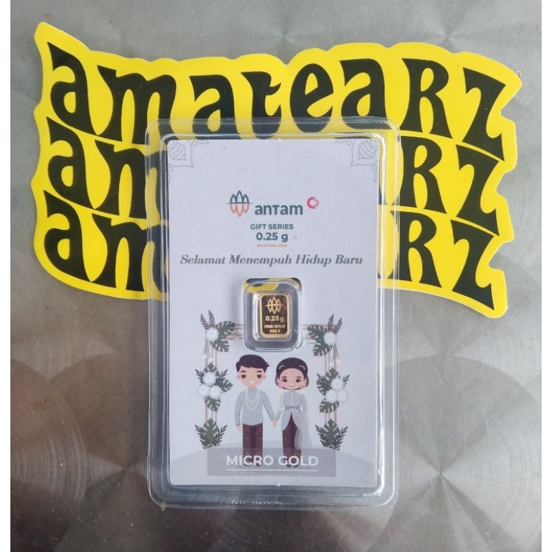 LOGAM MULIA ANTAM HARTADINATA EMASKITA EDISI WEDDING BERAT 0,25 GRAM FINE GOLD 999,9 %