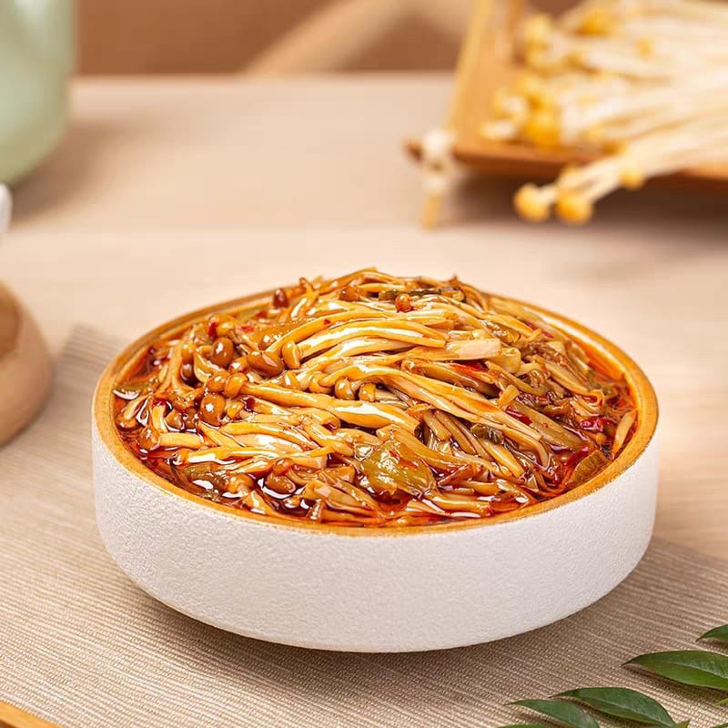 jamur enoki instant - enoki mushroom pickles - xia fan cai fan sao guang下饭菜 饭扫光