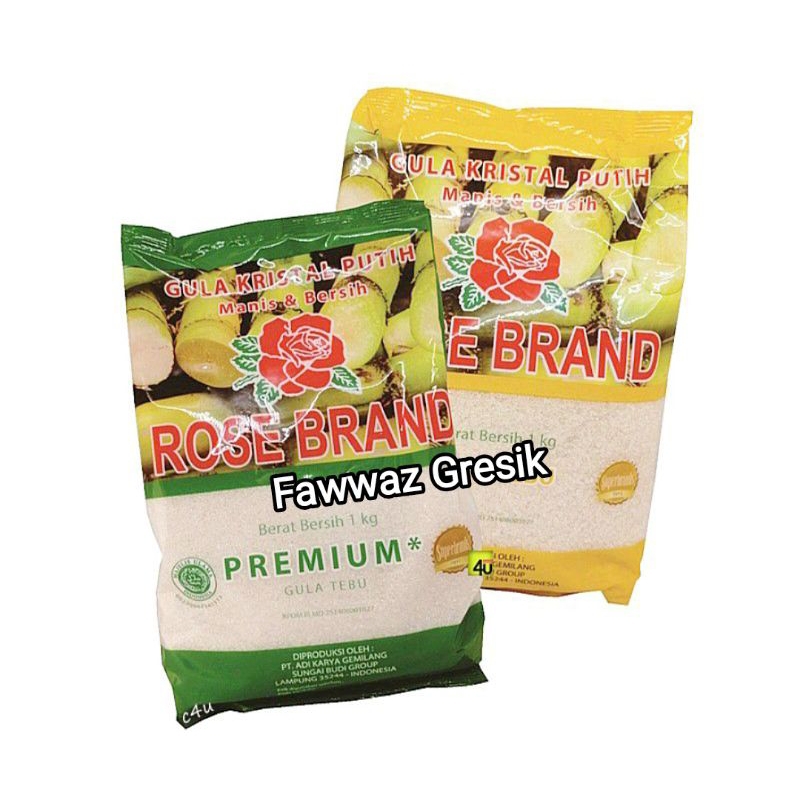 Gula Pasir Rose Brand 1Kg Premium  - RoseBrand Gula Tebu Pasir Hijau Kuning 1 kg Sembako