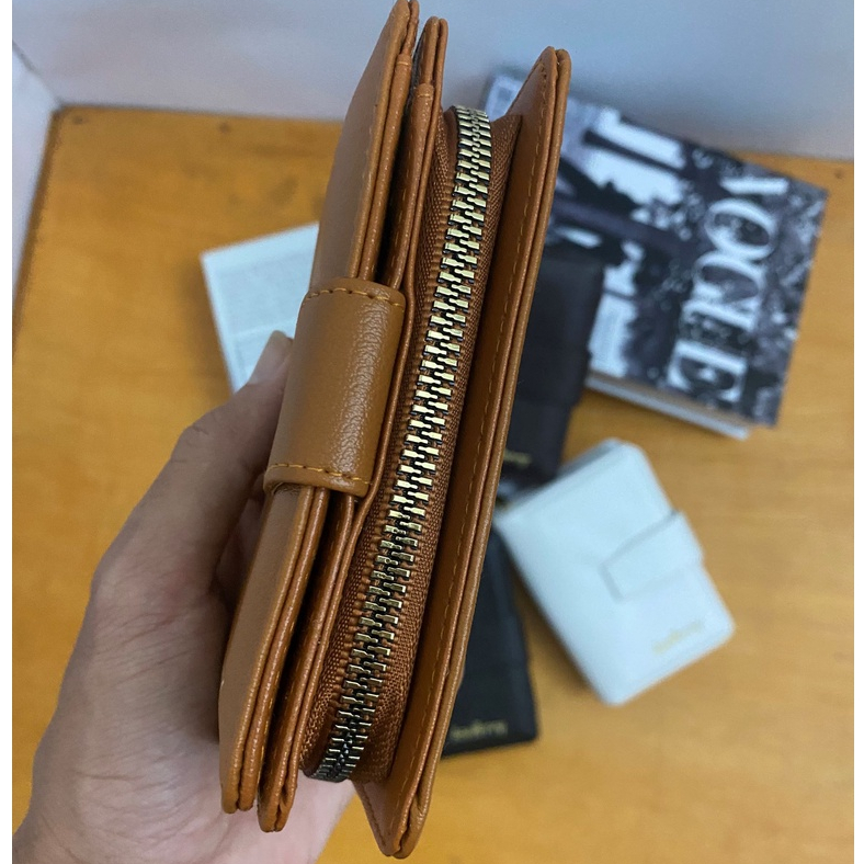 DOMPET LIPAT BAELLEKKU WANITA ORIGINAL KULIT PU 4 SLOT KARTU BERDIRI AMELBAGHOME