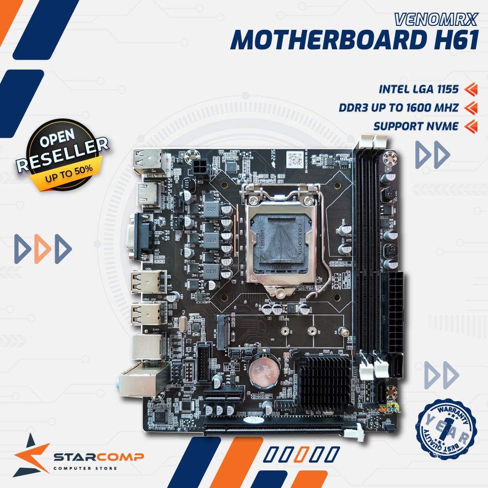 VenomRX Intel H61 Motherboard Intel LGA1155 H 61 DDR3 Support NVMe