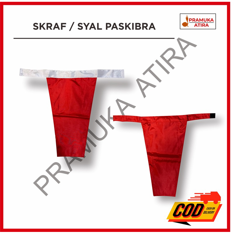 Skraf Paskibra - Merah &amp; Merah Putih - Jahitan Double &amp; Rapi