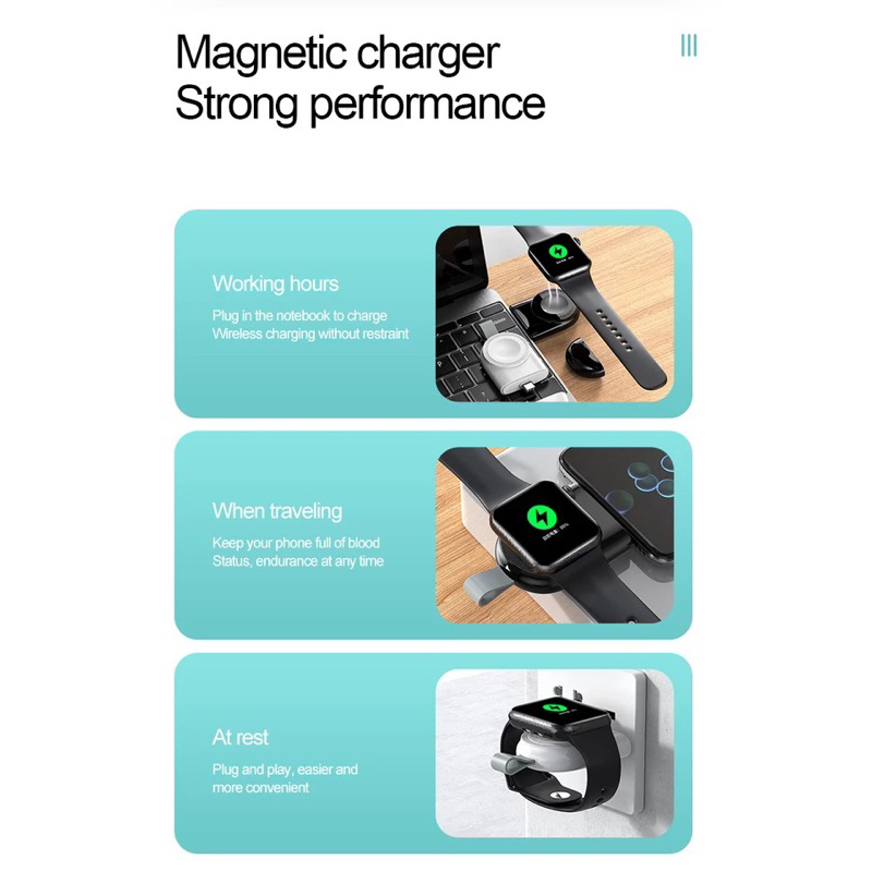 [READY] Mini Wireless PORTABLE CHARGER jam tangan iwatch 44mm 45mm 41mm 38mm 42mm magnetic USB apple watch series 6 7 8 2 3 4 5 Travelling