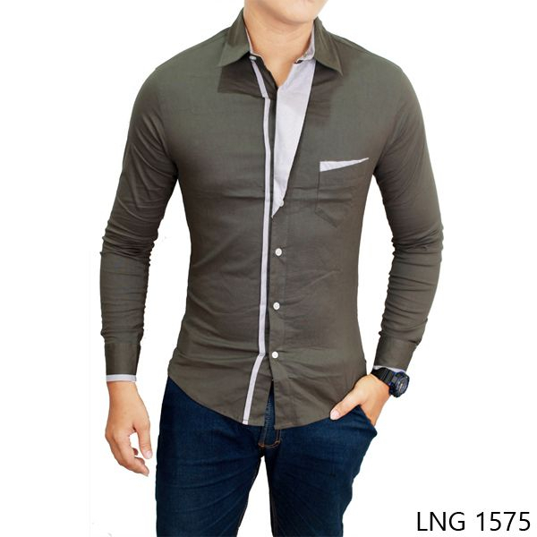 Hem Pria Modern Katun Hitam – LNG 1667