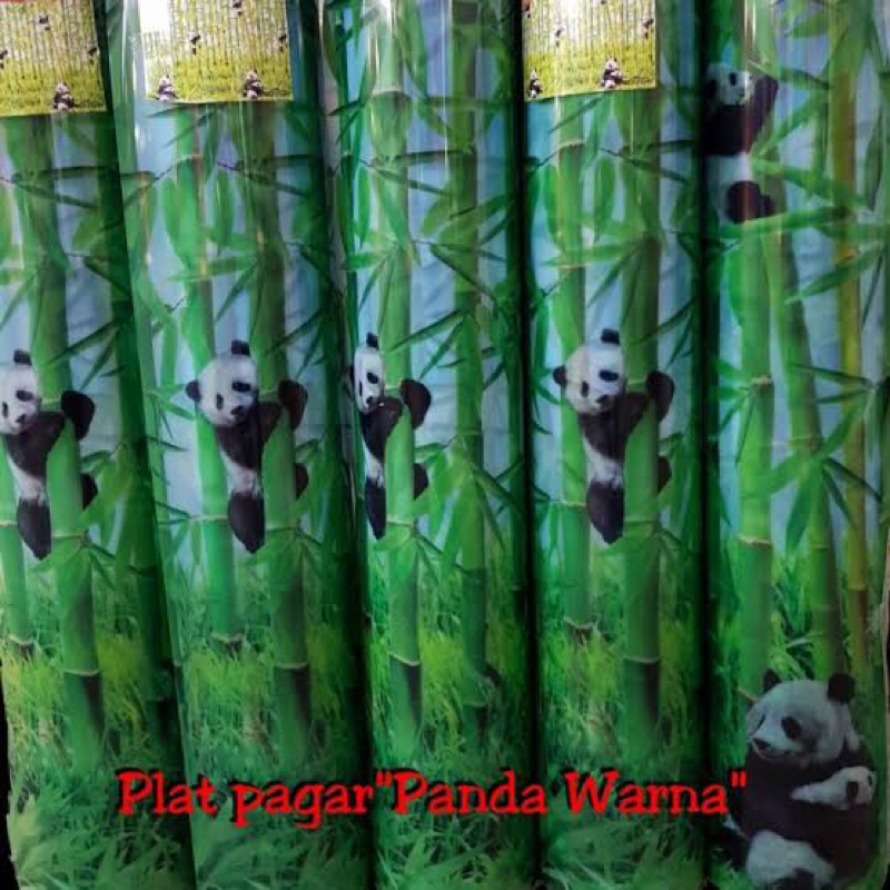 Fiber Pagar Penutup Pagar Motif Bambu Panda Hijau Tebal 0.6 x 1 Meter
