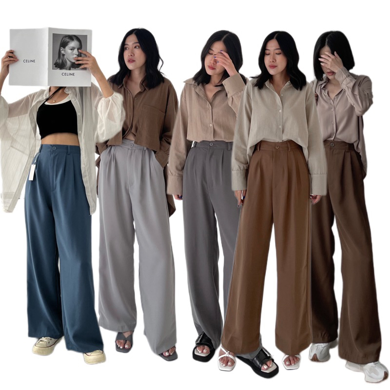 ASOKA Meira Pants 998 (PART 1) Loose Pants Kancing - Celana Kulot Wanita - Celana Kantor Formal/Casual - Trousers Wanita