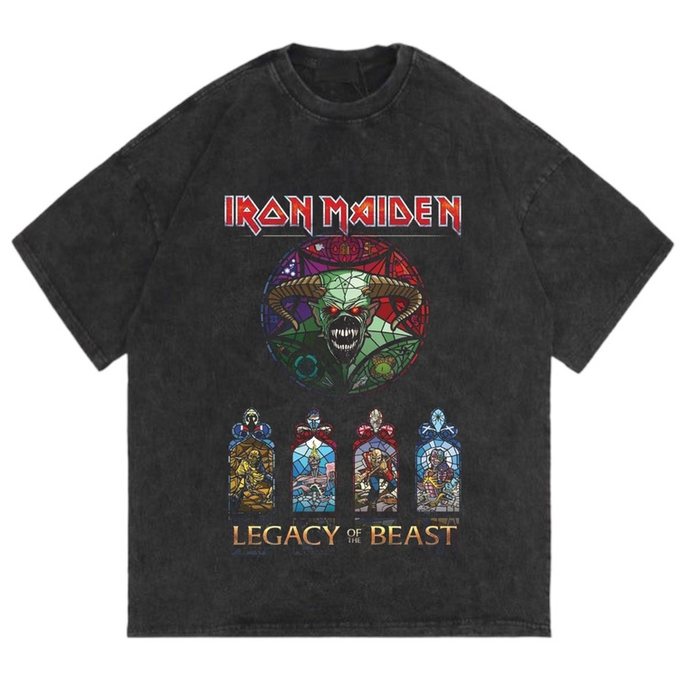 HAPI BASIC "IRON MAIDEN LEGACY OF THE BEAST" T-Shirt | Regular T-shirt | Stone Wash Washing Washed  