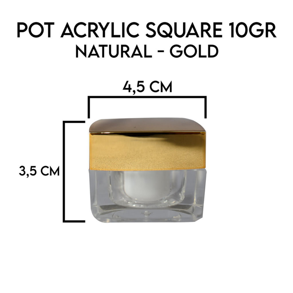 Pot Acrylic 10Gr Square Gold