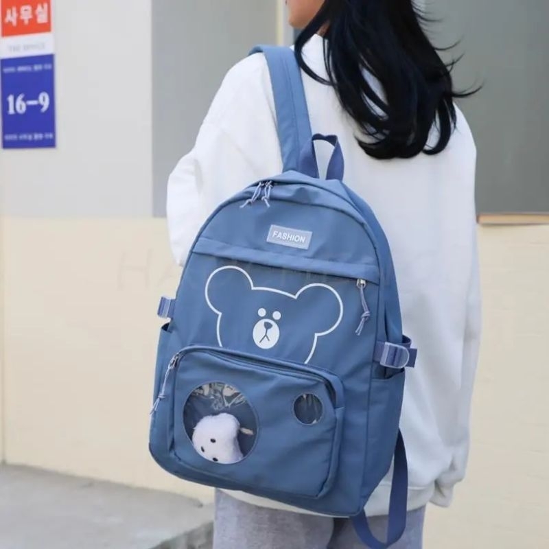 Ransel Kartu Harajuku Perempuan Tahan Air Tas Sekolah Wanita Imut Nilon Kawaii Ransel Maha Siswa Wanita Tas Buku Baru