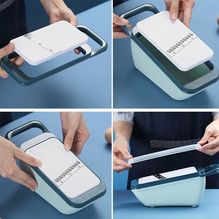 Alat Parutan Serbaguna Otomatis Pengiris Pemotong Kentang Wortel Keripik Sayur Praktis Pencet