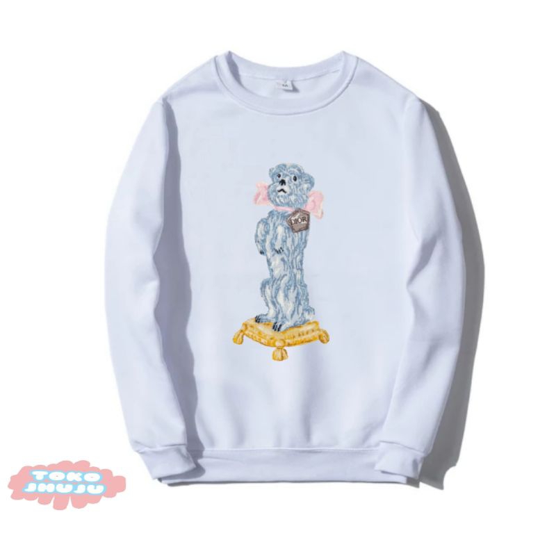 Sweater Kim Seokjin Bangtan style Gambar Anjing Biru Besar