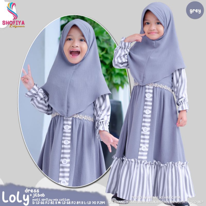 Loly Dress Set Hijab Gamis Anak Terbaru Ori Premium