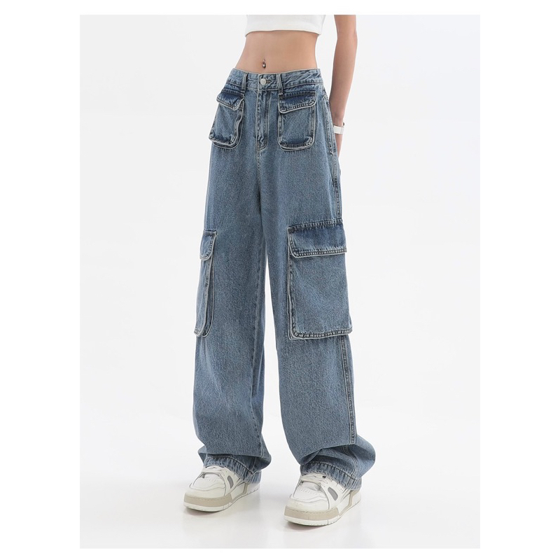 CELANA JEANS DENIM  PANTS CARGO PANJANG STYLE WANITA MX628