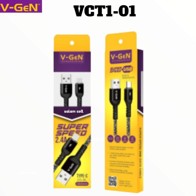 Kabel Data Type-C V-Gen CT1-03 Fast Charging Original Vgen Garansi Resmi
