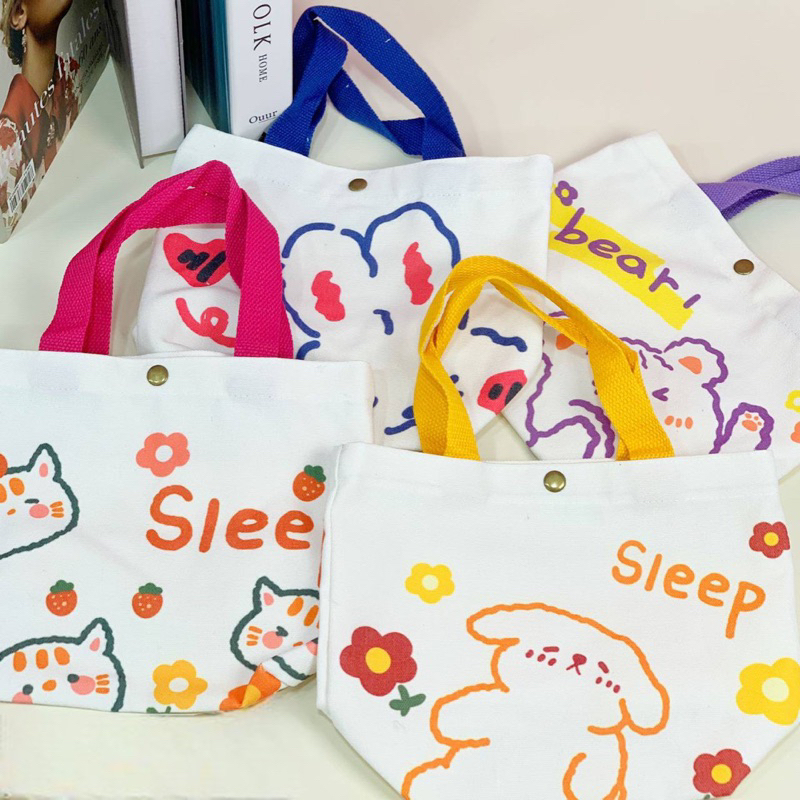 Tote Bag 36A Kanvas Handbag Tas Tote Kanvas Mini Jinjing Wanita Korean Style  Kecil Tas Makeup Canvas Tempat Kosmetik Tas Totebag Bekal Kanvas Mini Bag Lunch Canvas