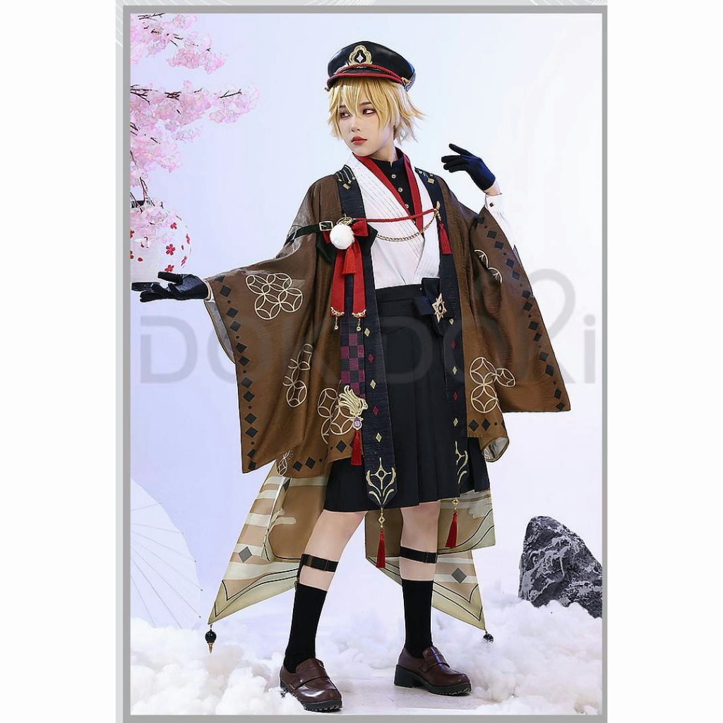 Aether Cosplay Game Genshin Impact Aether Doujin Cosplay Costume Kimono Traveler Halloween Aether Doujin