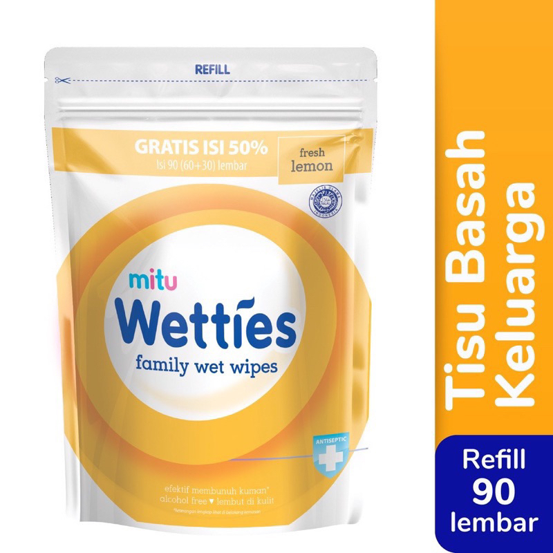 MITU Wetties Family Wet Wipes Tissue Fresh Clean Antiseptic Tissu Basah