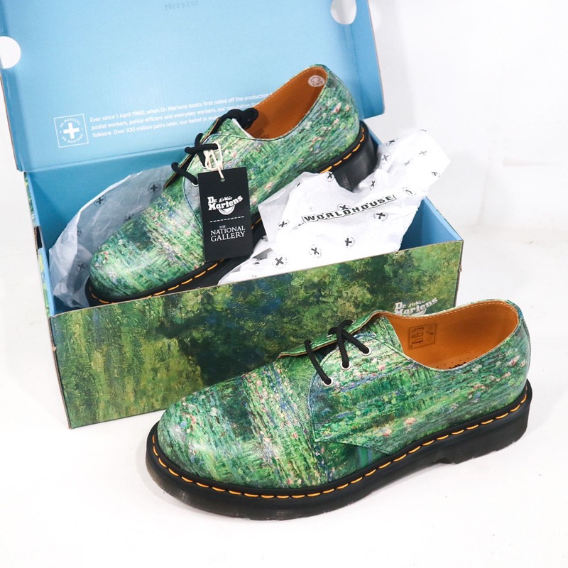 Dr Martens 1461 THE NATIONAL GALLERY LILY POND multi straw grain