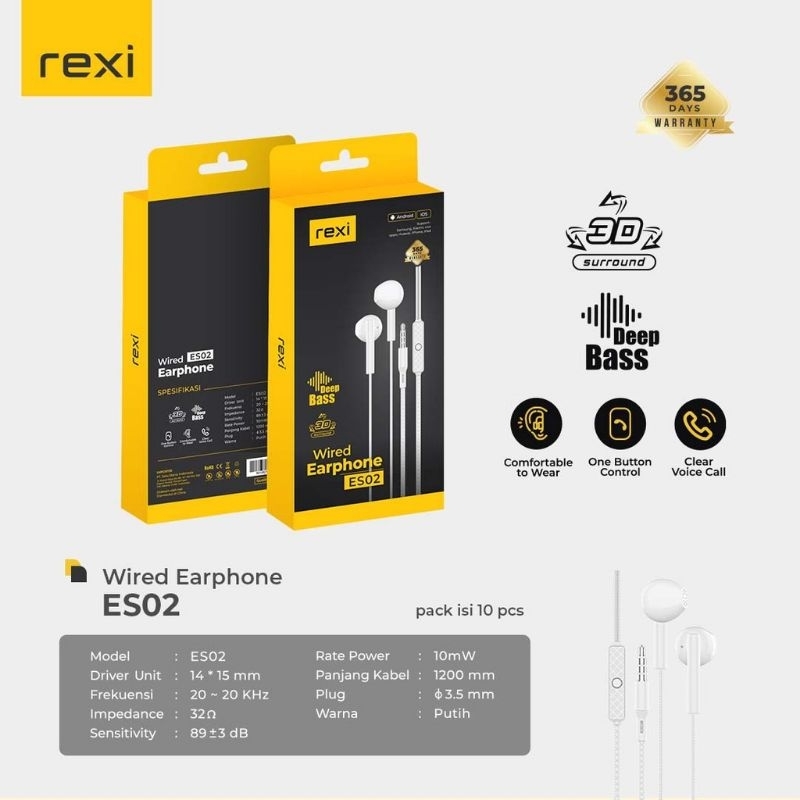 Headset Rexi Original ES02, Ai02-K, Ei01