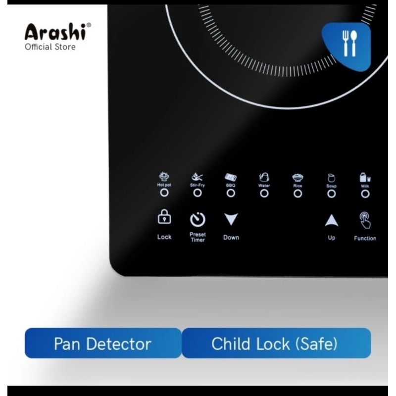 Kompor Listrik Induksi ARASHI ANC 602 - Induction Stove - Child Lock