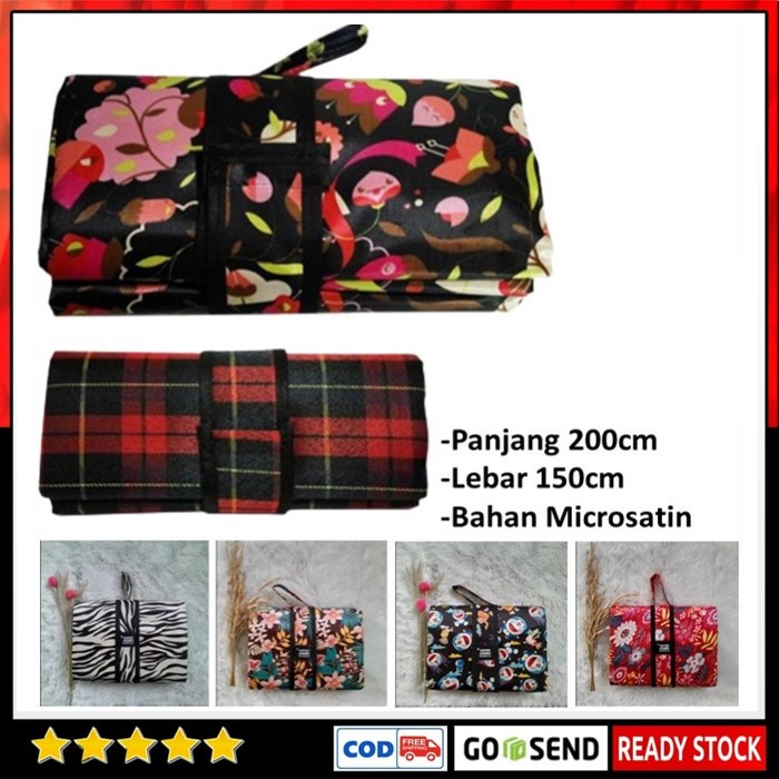 KARPET TIKAR PIKNIK UK 200X150CM  TIKAR LIPAT MICROSATIN  TIKAR LIPAT PIKNIK WATERPROOF PRAKTIS STANDAR MURAH