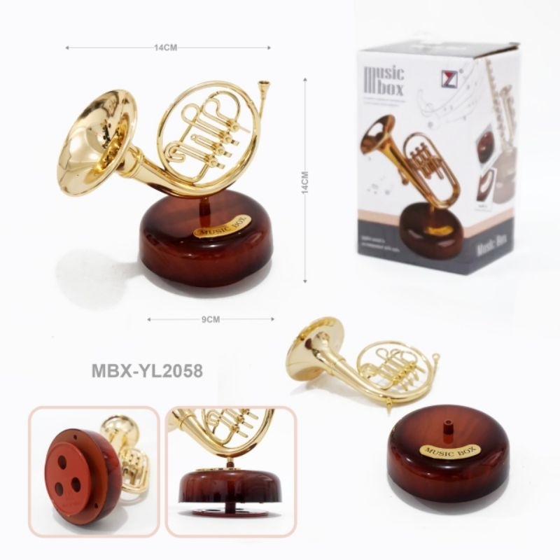 Rotating Musical Box - Music Box Kotak Model Horn Saxophone Trumpet