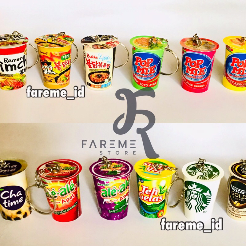 GANTUNGAN KUNCI POPMIE MINUMAN TERBARU VIRAL / GANTUNGAN KUNCI SNACK GANCI MINIATUR SNACK CUP / SOUVENIR