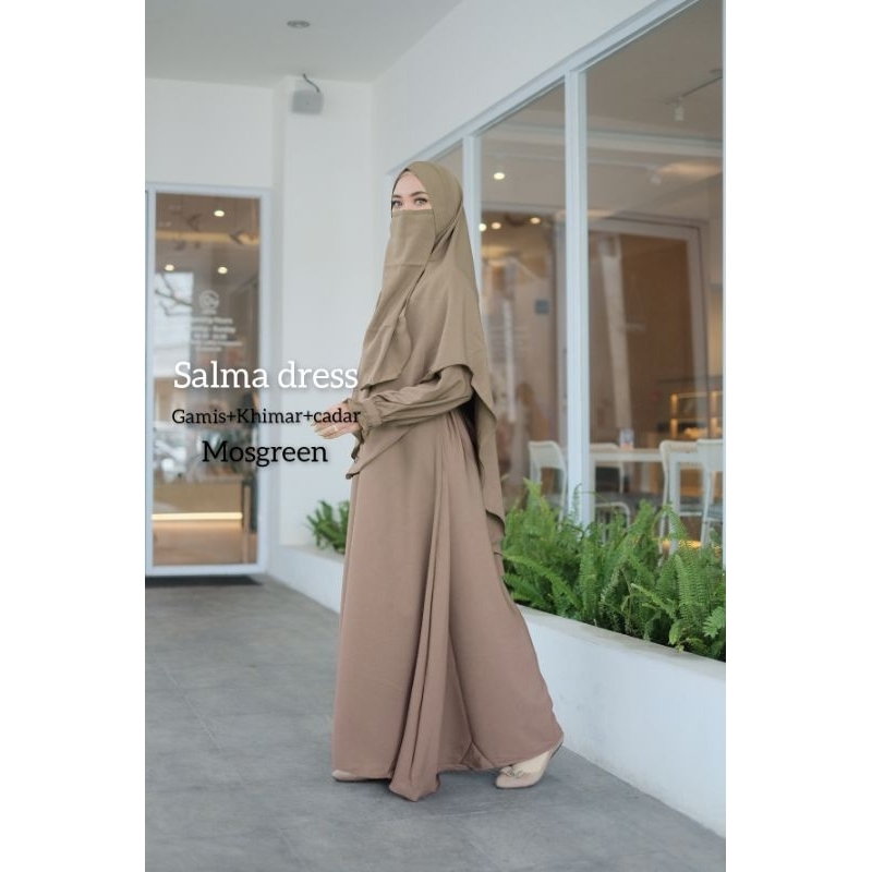gamis set jilbab salma gamis syar'i polos gamis syari set  jilbab cadar