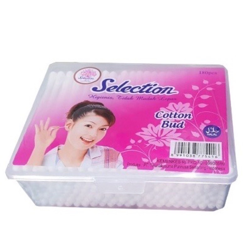 SELECTION Cotton Bud Indonesia / Kapas Stik Ulir Baby 100pcs 180pcs Box Ziplock Refill