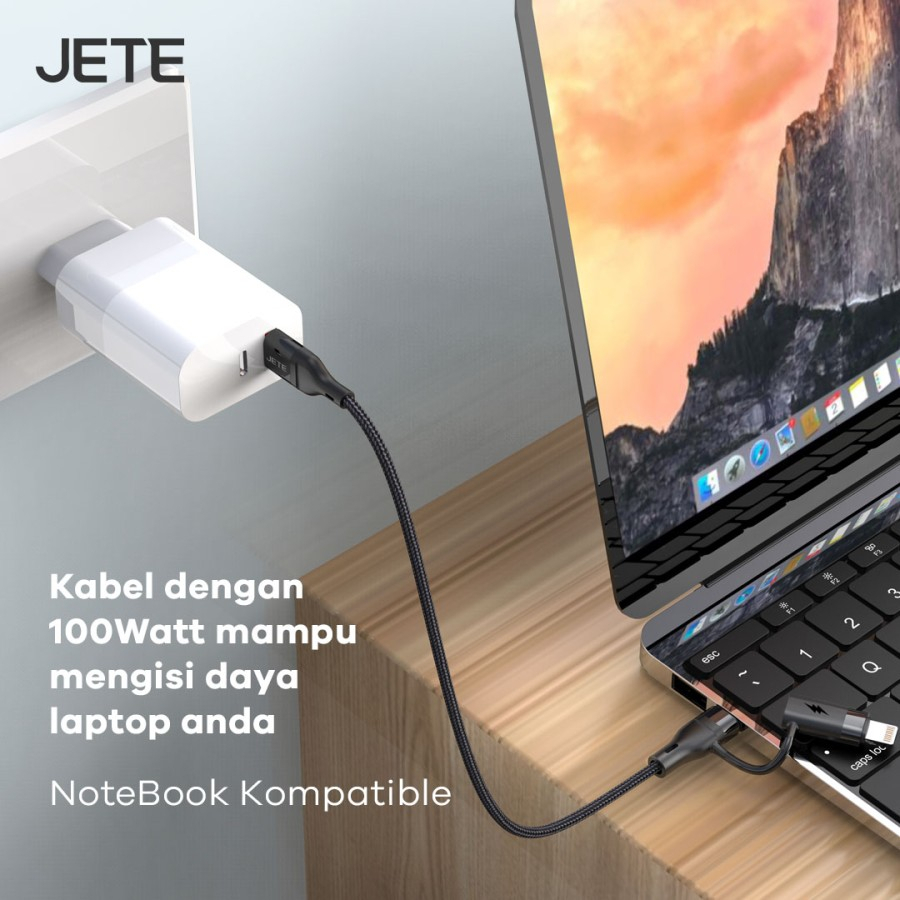 JETE CX7B Kabel Data USB to Type C 4IN1 PD Fast Charging 100W GARANSI