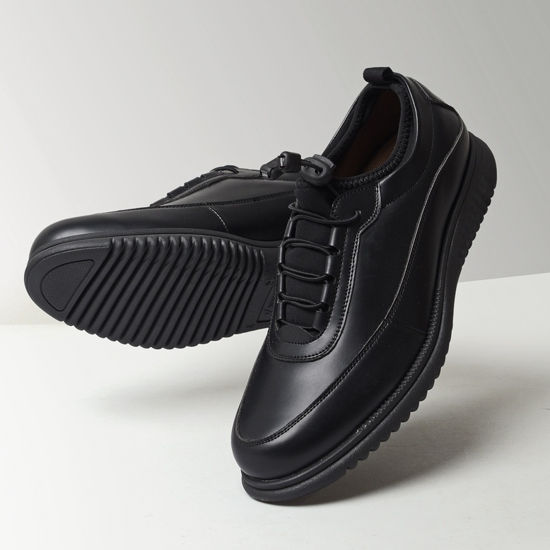 WAVE BLACK - Sepatu Pantofel Pria Casual Kulit Formal Kerja Kuliah Santai - Sepatu Pantopel Pria Cowok Oxford Original
