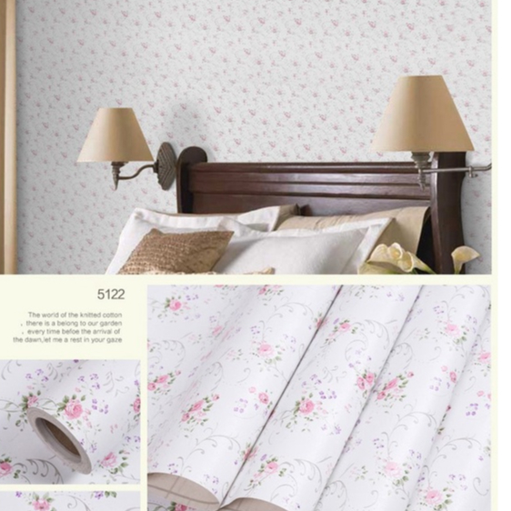 Wallpaper Dinding Ruang Tamu Motif Shabby Ulir Pink putih